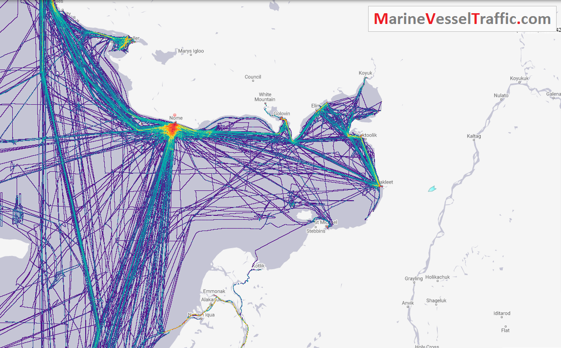 Live Marine Traffic, Density Map and Current Position of ships in NORTON SOUND